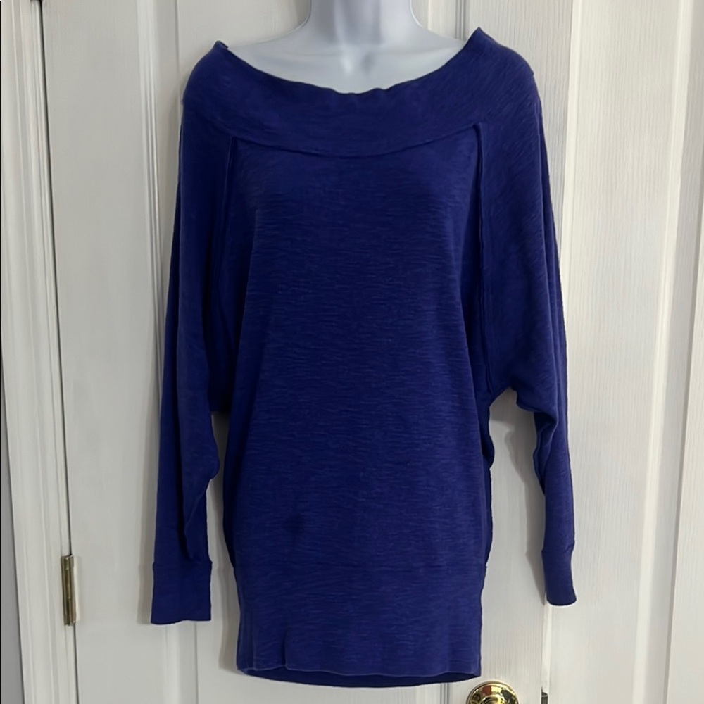 We The Free Blue Off-the-Shoulder Sweater Relaxed Fit